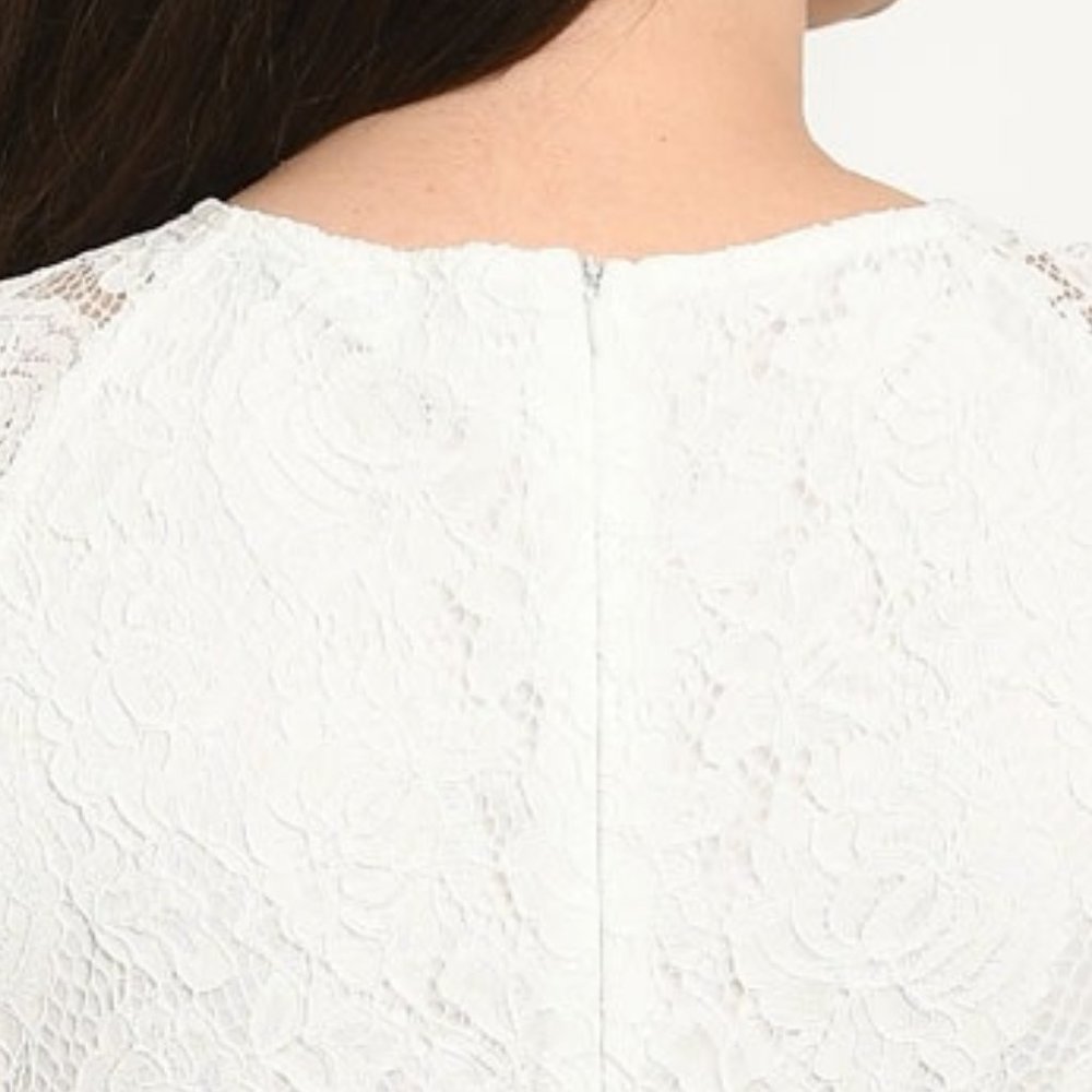 Lace Cotton Eyelet Detail Dress Off White - Picture 5 of 9